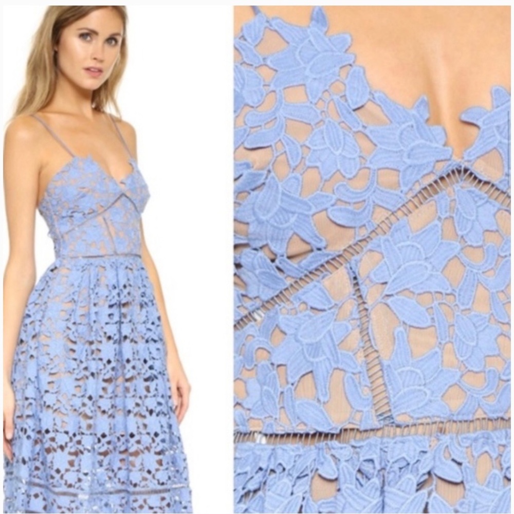 Self portrait azalea midi dress blue 2 NWT - Picture 2 of 5